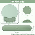 Mouse Pad and Keyboard Wrist Rest, 3-in-1 Gel Memory Foam Ergonomic Mouse Pad with Wrist Rest Set,Gaming Mousepad Arm Cushion Support for Computer Office Desk Accessories Cute Setup,Sage Green