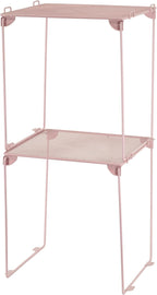 Neudeco Pack 2, Mesh Locker Shelf, Stackable Extra Tall Locker Organizer, Collapsible and Metal Build, Fits Standard Size School Locker, Suitable for Work, Kitchen, Bathroom (Pink)