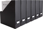 BLU MONACO Foldable Black Magazine File Holder – Set of 6 | Cardboard Desk File