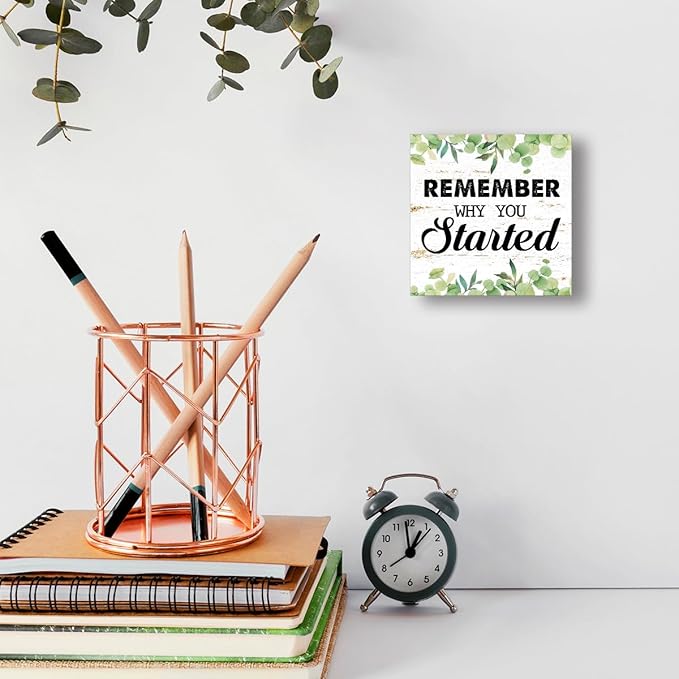 Entrepreneur Wooden Block Sign Remember Why Quote 5x5x1 INCH Sign, Office - Image 6