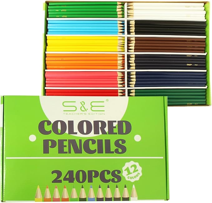 S & E TEACHER'S EDITION 240Pcs Colored Pencils, Coloring Pencils Set Drawing by SETEACHERSEDITION
