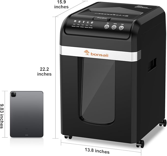 Bonsaii 200-Sheet Auto Feed Paper Shredder, 60-Min Nonstop Heavy Duty Shredders - Image 9