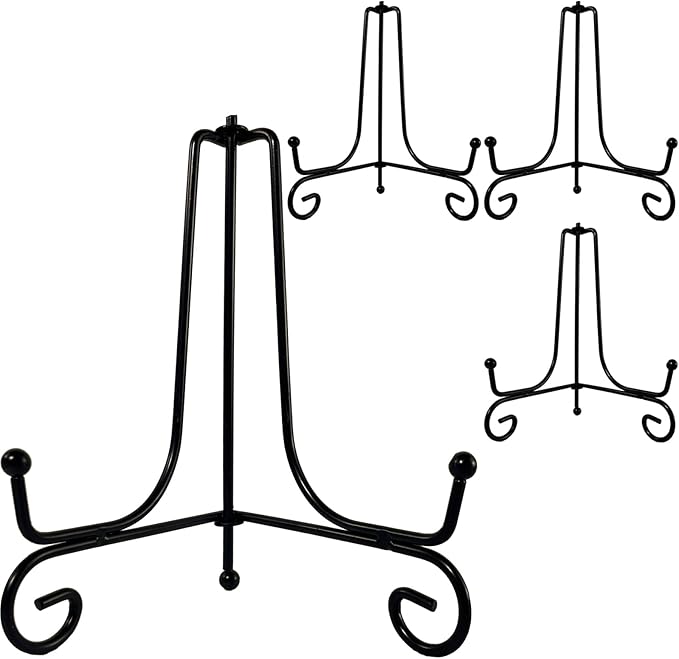 HENABLE 4PCS Premium Black Iron Plate Stands by HENABLE