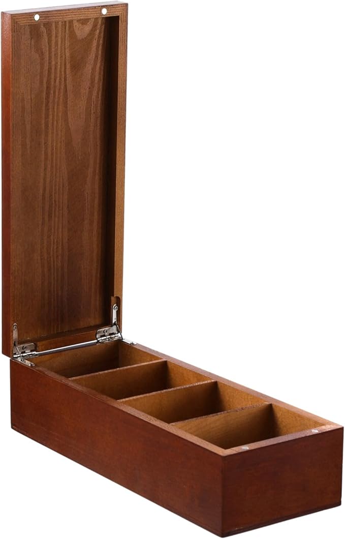 Wooden Business Card Holder, 4-Compartment Card Storage Box, Business Card - Image 2