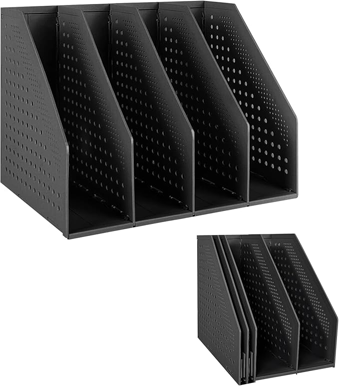 SAYEEC Collapsible Magazine Holder Plastic Desktop 4 Compartment File Rack by SAYEEC