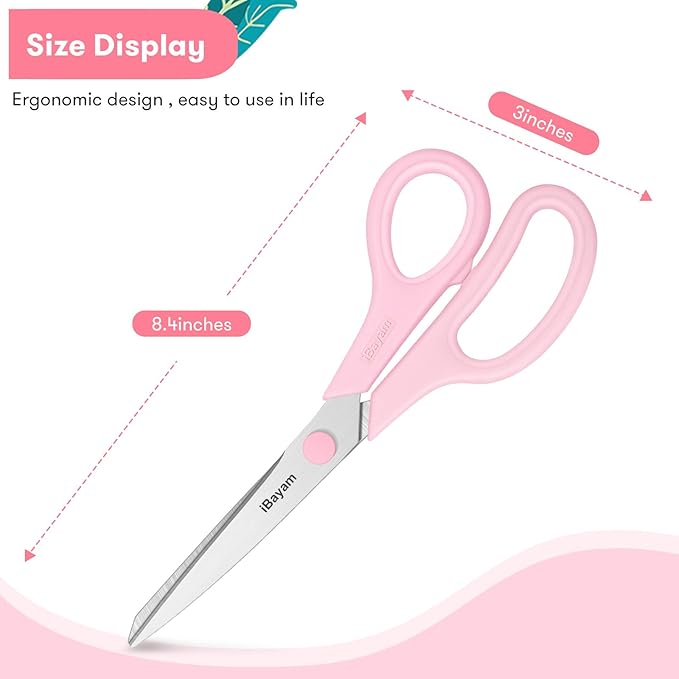 Scissors, iBayam 8" All Purpose Scissors Bulk 3-Pack, Ultra Sharp 2.5mm Thick - Image 5