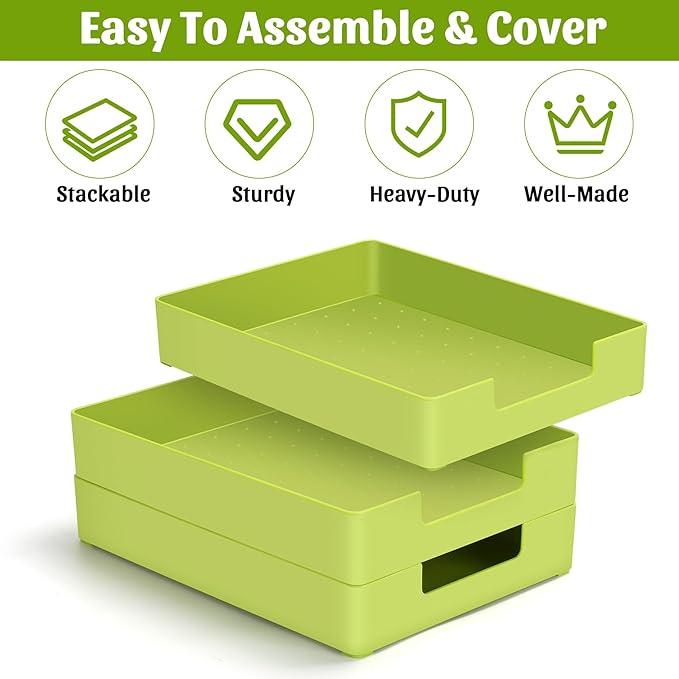AZFUNN Letter-Size Tray Desk Letter Tray Paper Tray, Sturdy Heavy-Duty Plastic - Image 6