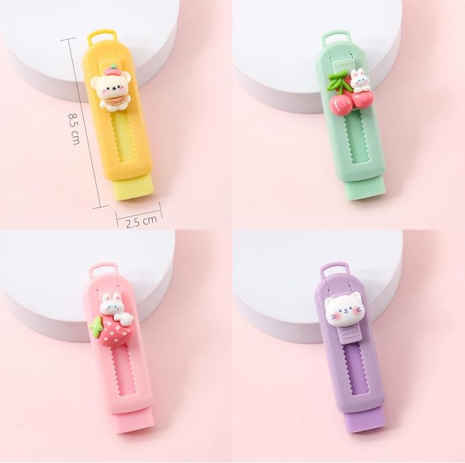 BetterJonny Sliding Retractable Eraser, 4 Color Push Pull Erasers and 8 Refills - Image 6