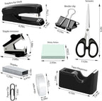 Black Office Desk Accessories, Desk Drawer Organizer, Stapler and Tape - Image 2