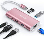 UtechSmart USB C Hub, Ethernet Multiport Adapter 6 in 1 USB C to HDMI Dock by UtechSmart