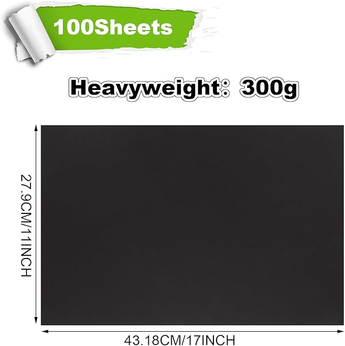 QTLCOHD 100 Sheets Black Cardstock 11 x 17 Inches Black Construction Paper Bulk - Image 2