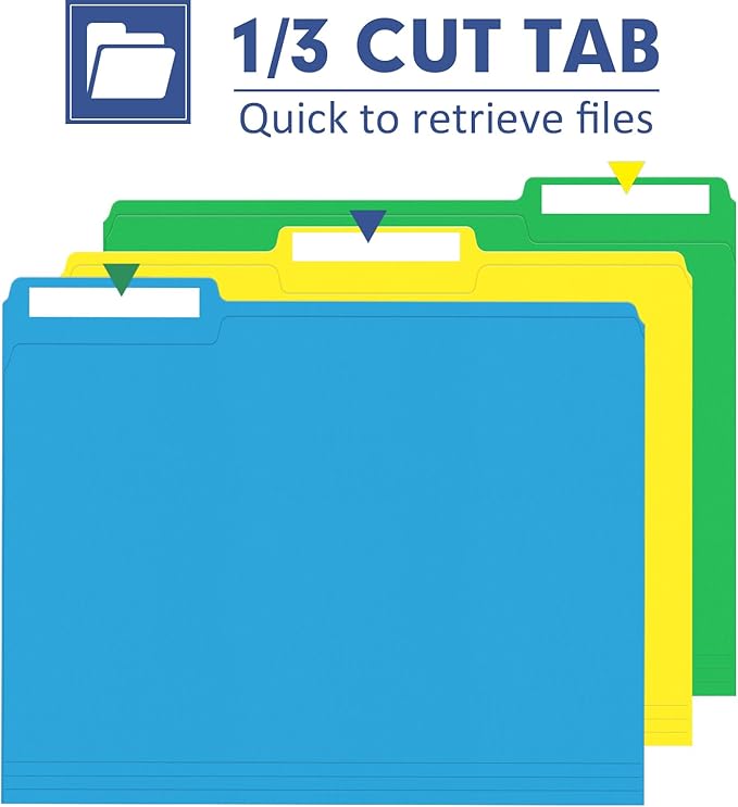 File Folder, PANDRI 120 Pack Colored File Folder, 1/3 Cut Tab, Letter Size - Image 3