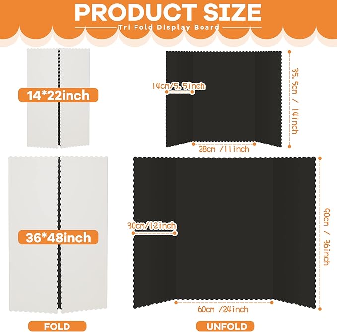 Henoyso 12 Pcs 14 x 22 Inch Black Trifold Poster Board Large Tri Fold - Image 2