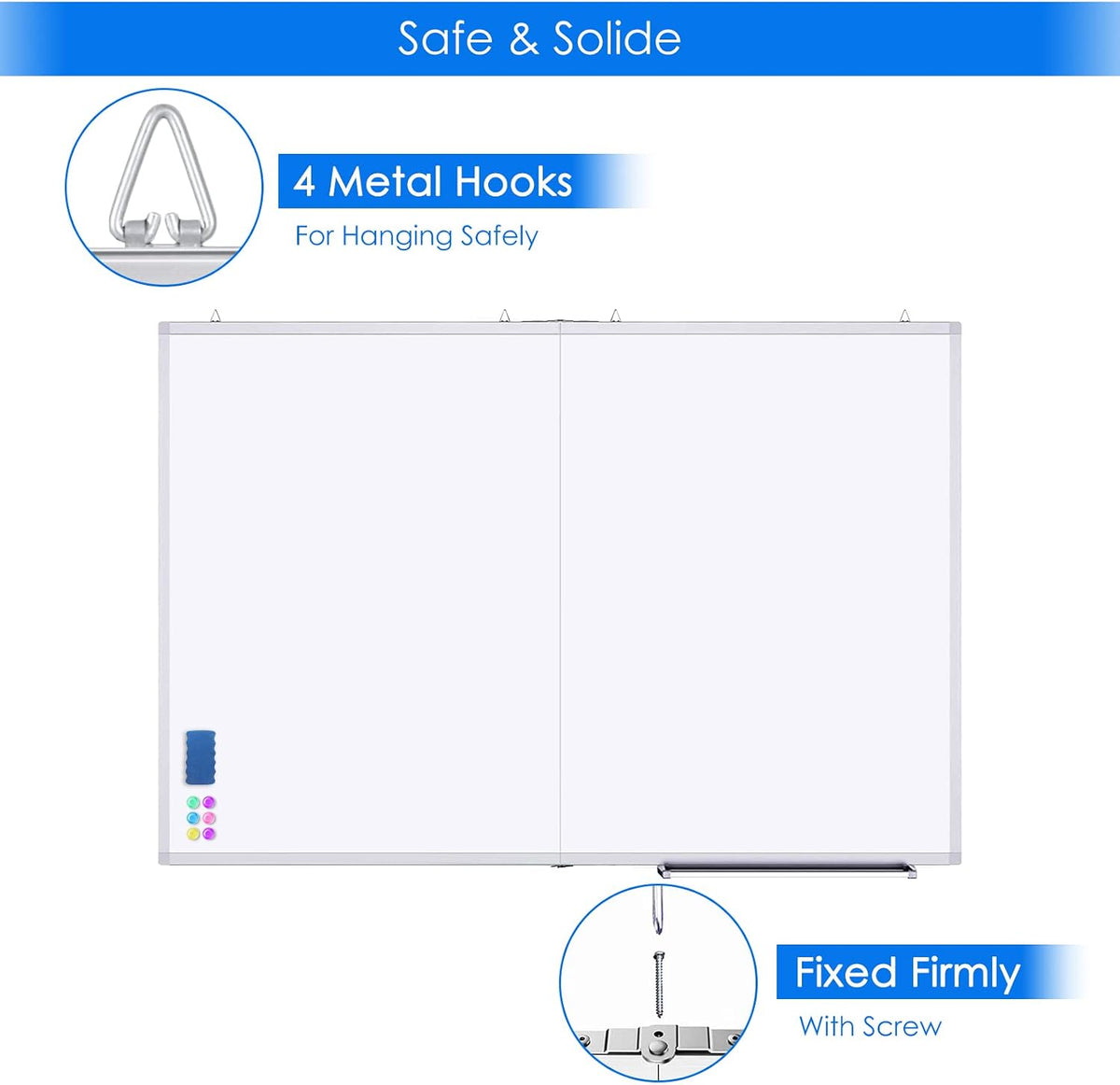 White Board Dry Erase 60x36, Maxtek Large Magnetic Whiteboard Wall Mounted