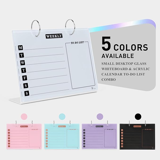 Desktop Glass Dry Erase & Acrylic Aesthetic Desk Calendar Weekly to-do List - Image 6