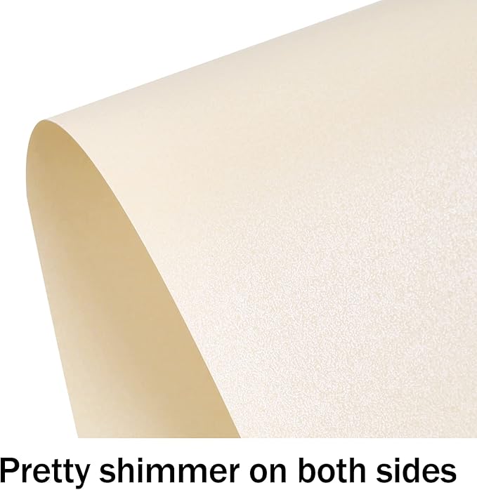 24 Sheets Cream Shimmer Cardstock 8.5 x 11 Ivory Paper, Goefun Off White Card - Image 3