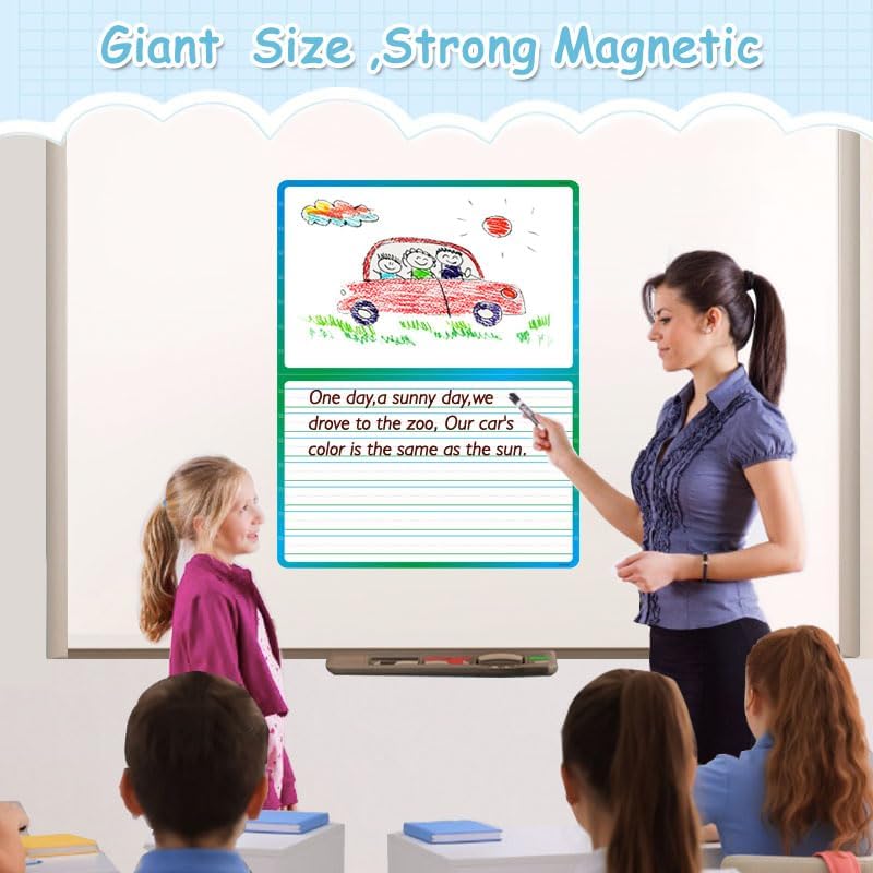 3+50PCS,Magnetic Lined Paper for Whiteboard 23.3x16.5in, Giant Notebook Paper for Classroom Draw Write Dry Erase Handwriting Chart Kids for Teachers (Note+Ten),Ten Math 16.5x11.7in