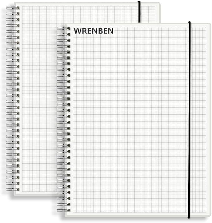 WRENBEN A5 Spiral Notebook 120gsm Graph Paper Notebook 160 Pages Per Hardcover by WRENBENNOTEBOOK