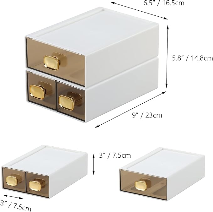 Spacious Desk Drawers, Stackable Desktop Organizer, Plastic Storage Box - Image 3