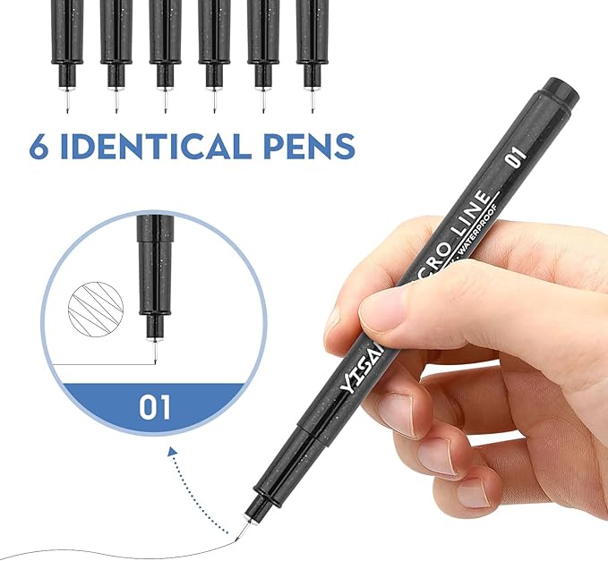 YISAN Ultra Fine Tip Pens Black 01, Extra Fine Point Writing Ink Pens, 0.25mm - Image 2