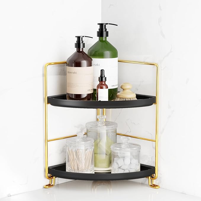 FSyueyun 2-Tier Corner Bathroom Counter Organizer, Tool-Less Installation by FSyueyun