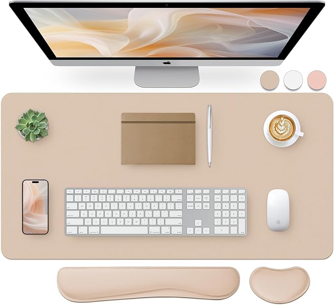 Bloss Leather Desk Pad and Keyboard Wrist Rest, Large Mouse Pad + Keyboard by Bloss