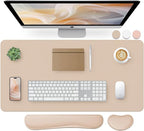 Bloss Leather Desk Pad and Keyboard Wrist Rest, Large Mouse Pad + Keyboard by Bloss