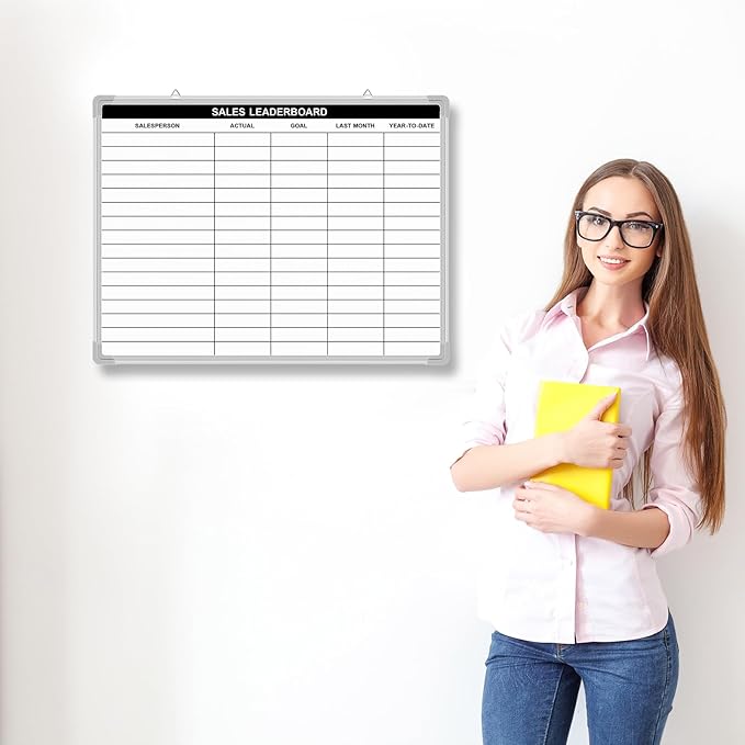 Lined Whiteboard Blank Grid Aluminum Frame Dry Erase Board Reusable Wall - Image 5