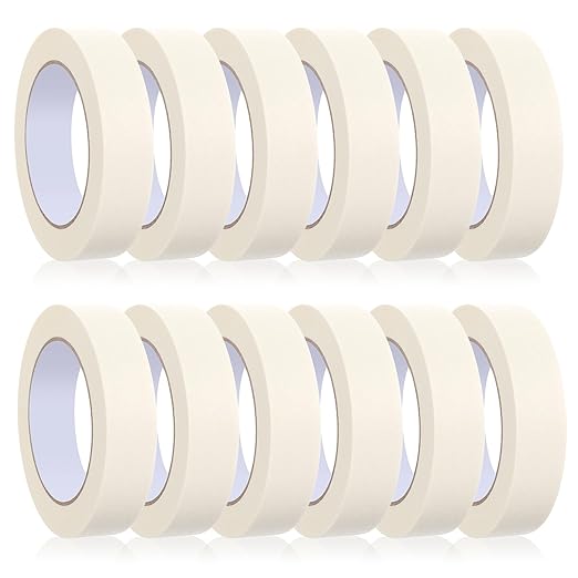 HOFURME 12 Rolls Masking Tape Bulk 1 Inch White Beige Masking Tapes by HOFURME
