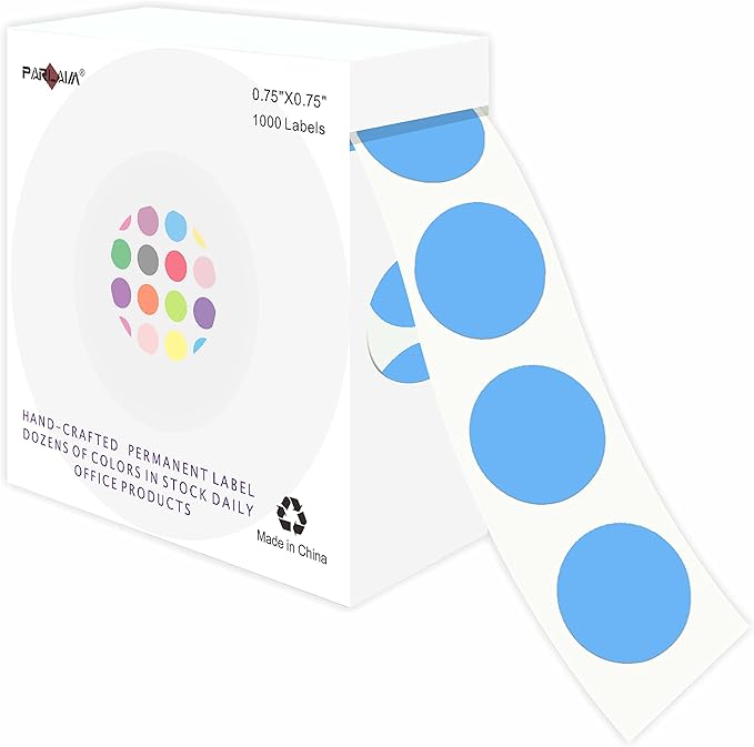 PARLAIM 3/4 Inch Roll Color Coding Labels, 1000 per Roll Round Permanent by PARLAIM