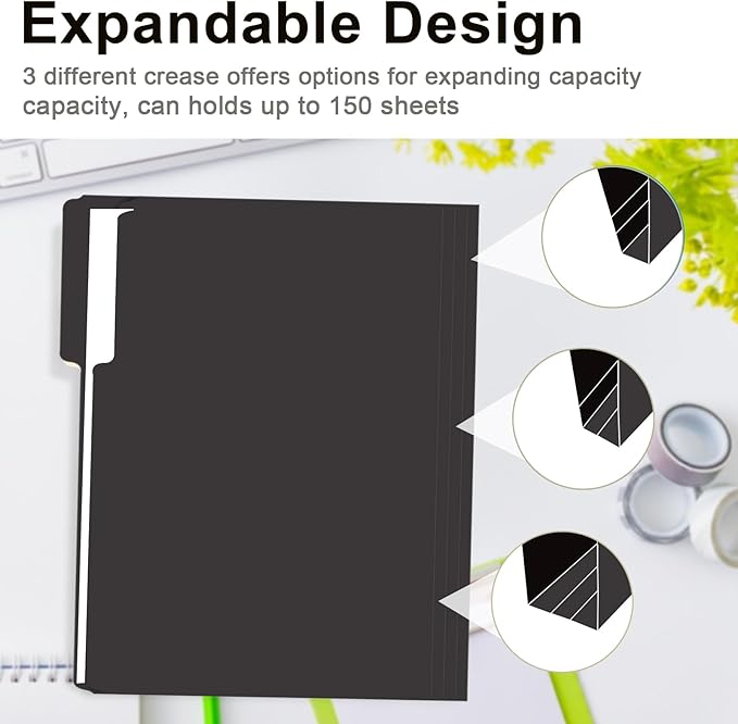File Folder, RAZCC 150 Pack 1/3 Cut Tab File Folders Letter Size, Folders - Image 5