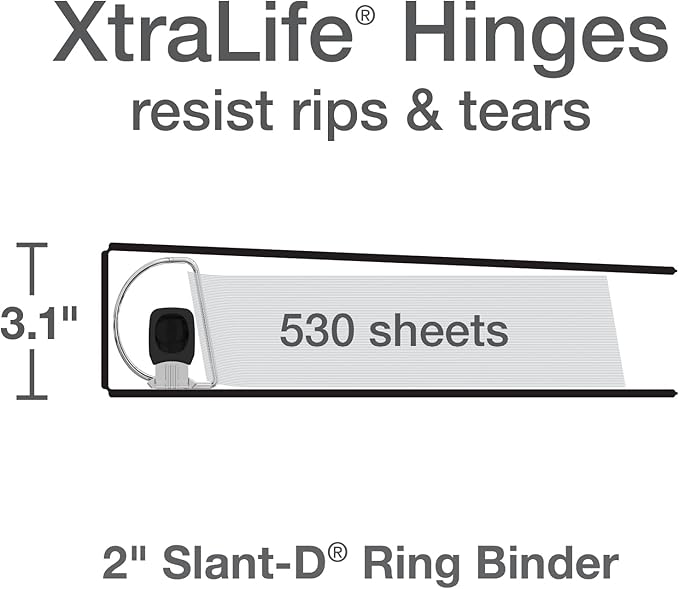 Oxford 3 Ring Binders, 2 inch ONE-Touch Easy Open D Rings, 3-Sided View Binder - Image 3
