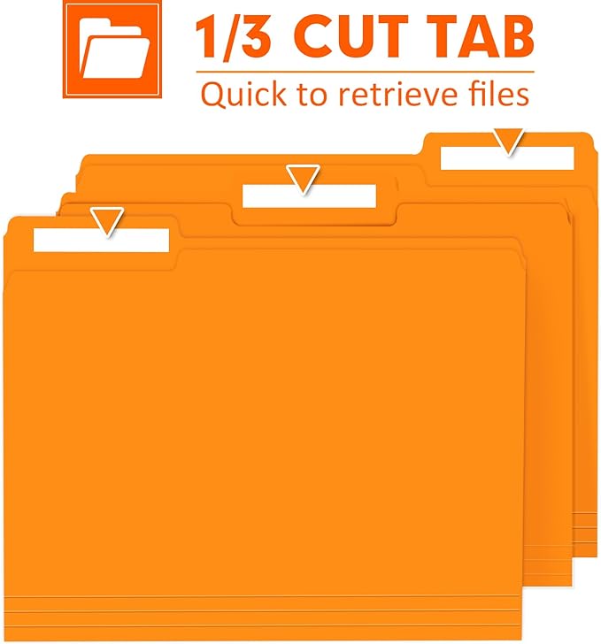 File Folder, PANDRI 120 Pack File Folder, 1/3 Cut Tab, Letter Size, Filing - Image 3