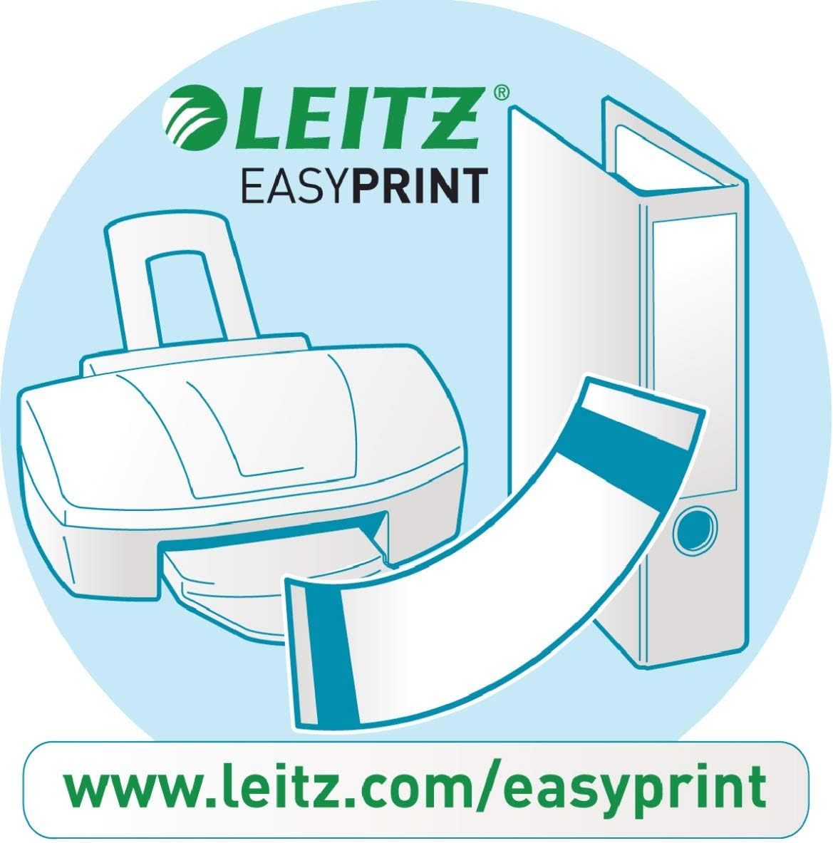 Leitz PC Printable Self Adhesive Spine Labels for Standard 80 mm Lever Arch Files, Wide and Short, 61.5 x 192 mm, Paper, 16852035 - Blue, Pack of 100