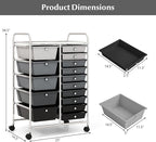 DORTALA 15-Drawer Rolling Storage Cart - Image 3