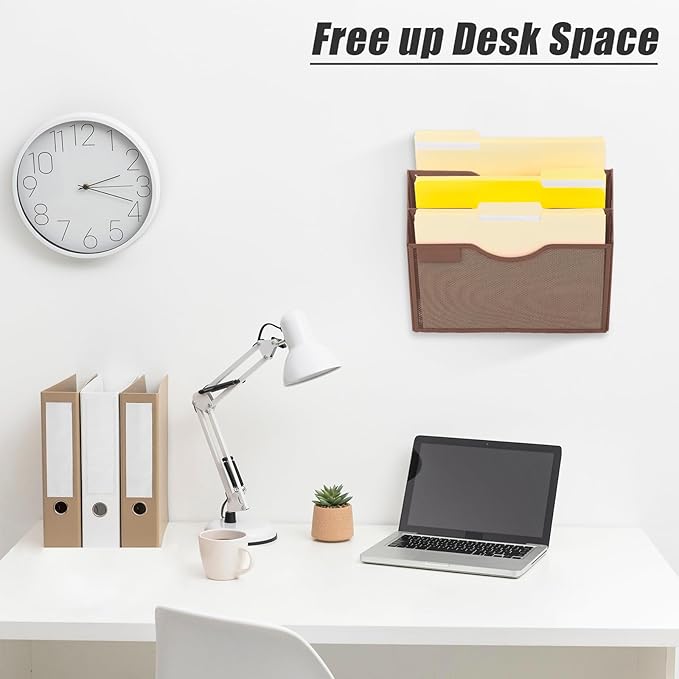 EASEPRES 3 Pocket Mesh Hanging Wall File Organizer, Wall Mounted Mail Paper - Image 3