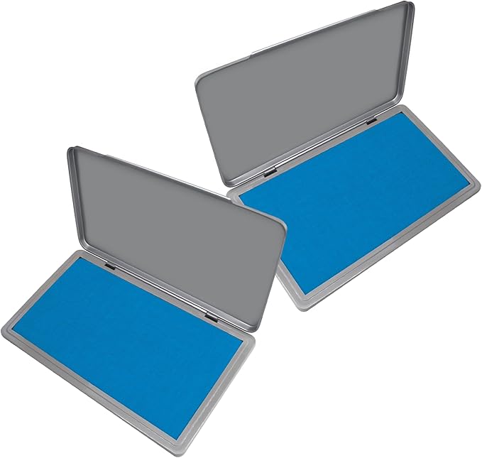 2 Pack Metal Case Stamp Pad Large Size, Sky Blue Color by ZIGEL
