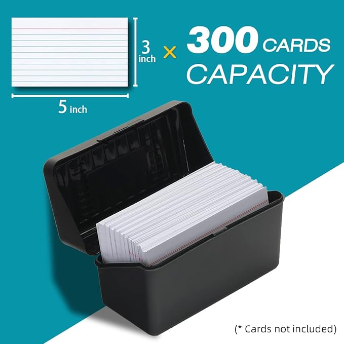 H4D Index Card Holder 3x5, Index Card Box Organizer Case, 3x5 Flash Note Card - Image 3