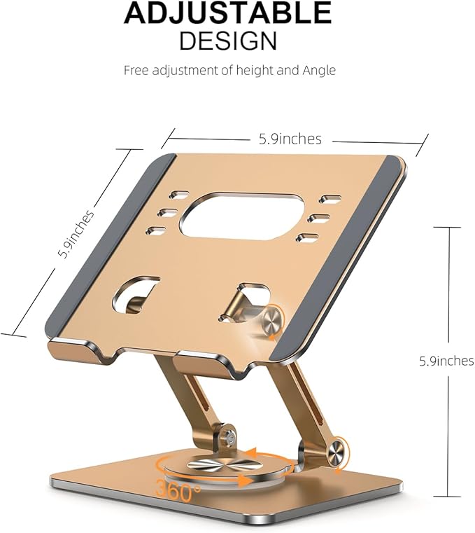 Tablet Stand Holder with Thickened 360°Rotating Base Dual Rod Adjustable - Image 3