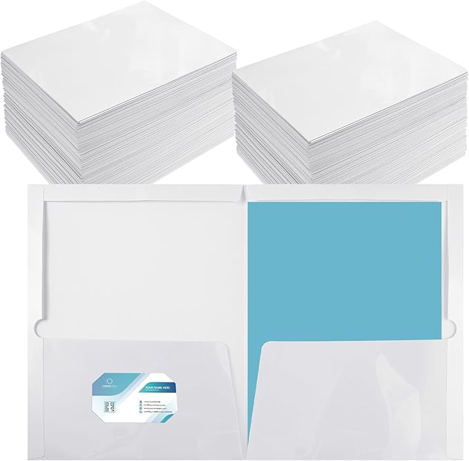 Yeaqee 200 Pack 2 Pockets Glossy Laminated Paper Folder First Day of School by Yeaqee