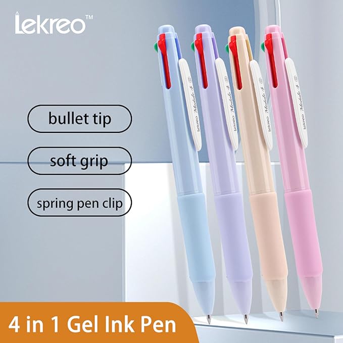 Lekreo Multi-color Ballpoint Pens, 4-in-1 Colored Pens 0.7 Medium Fine Point - Image 2