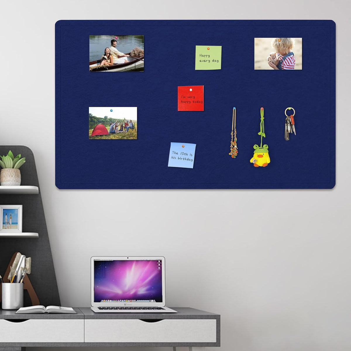 Large Bulletin Board 60" x 36" Felt Cork Board - Decor Pin Board, D...