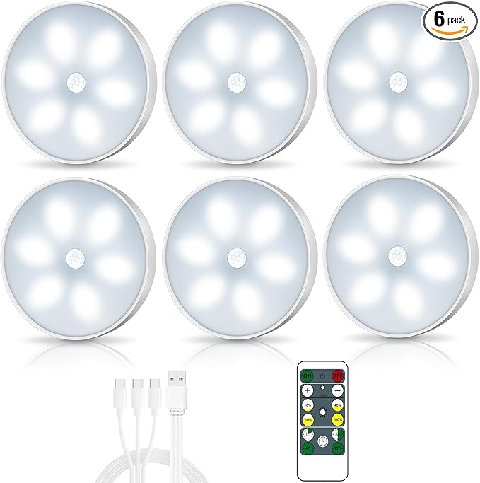 LED Closet Lights Motion Sensor Puck Light, Rechargeable Step Puck Lights by BringYouWarmLightingCare
