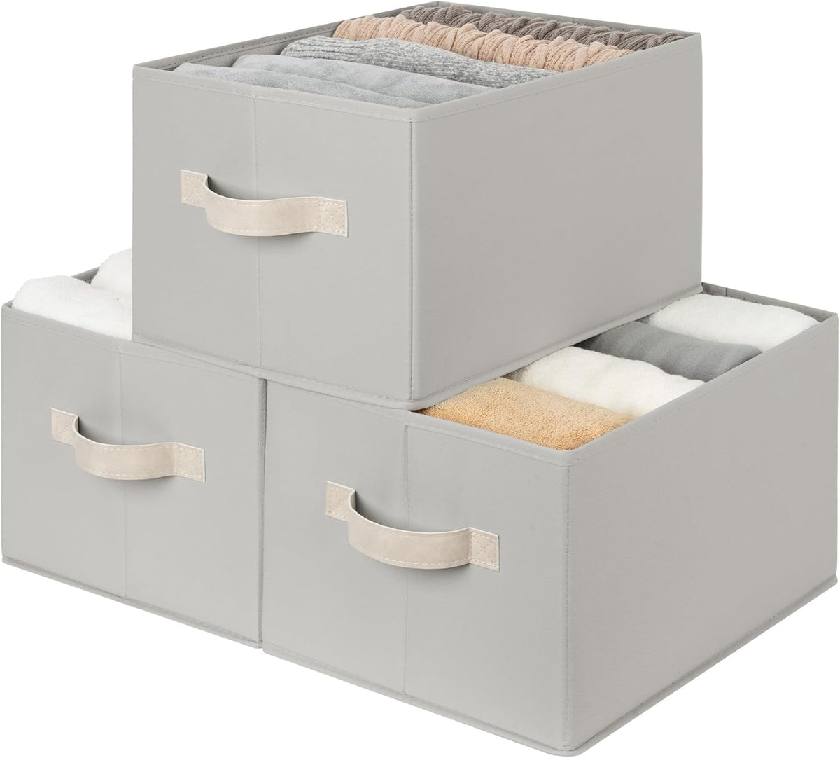 StorageWorks Closet Storage Bins, Pale Gray, Large, 3-Pack