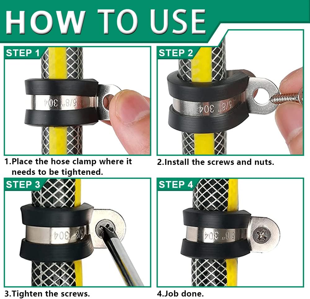 OURU 110PCS Cable Clamps Assortment Kit,Rubber Coated, 1/4"-1-3/4" ...