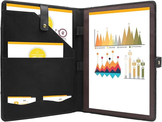 Jack&Chris Leather Portfolio, A4 Document Folder Legal Pad Padfolio, by JackChris