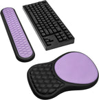 Wrist Rest for Computer Keyboard and Mouse Pad Set with Massage Design | Ergonomic Memory Foam Wrist Support Mouse Pad for Pain Relief,Easy Typing,Desk Wrist Pad for Office Home(2-in-1 Black+Purple)