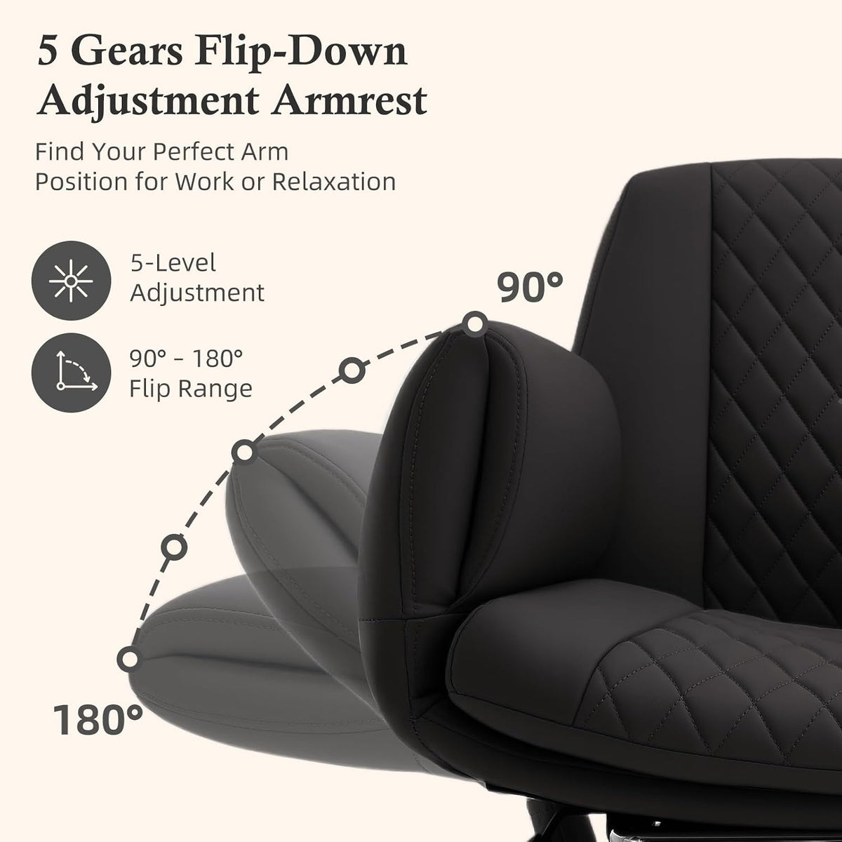 Criss Cross Office Chair with Footrest, Scratch-Resistant PU Leather, Black