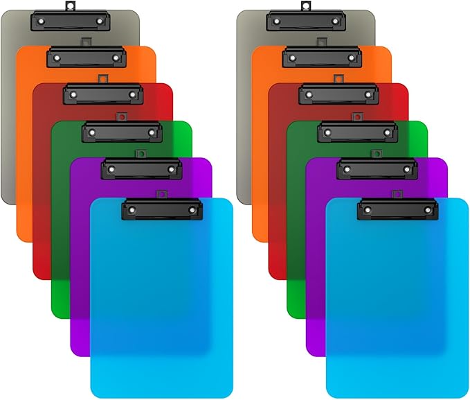 Zoenley A4 Plastic Clipboard Set of 12, Colorful 12.5 x 9 Letter Size by Unknown