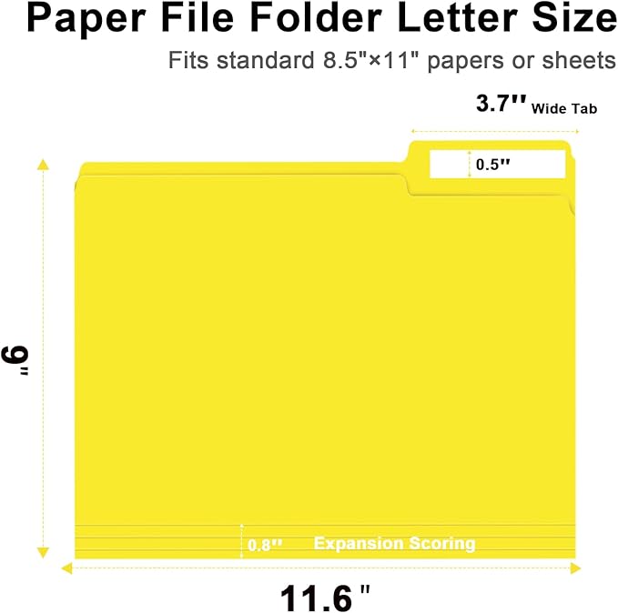 File Folder, RAZCC 150 Pack 1/3 Cut Tab File Folders Letter Size, Folders - Image 2